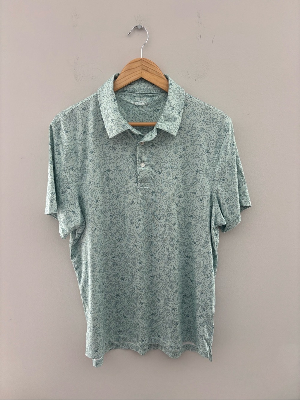 J.Crew Factory Men's Sage Green Floral Polo Shirt Stretch Golf Polo